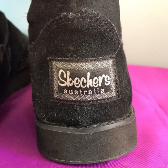 Skechers Australia black suede black faux sherpa outerwear winter boots size 8.5 - Picture 10 of 16